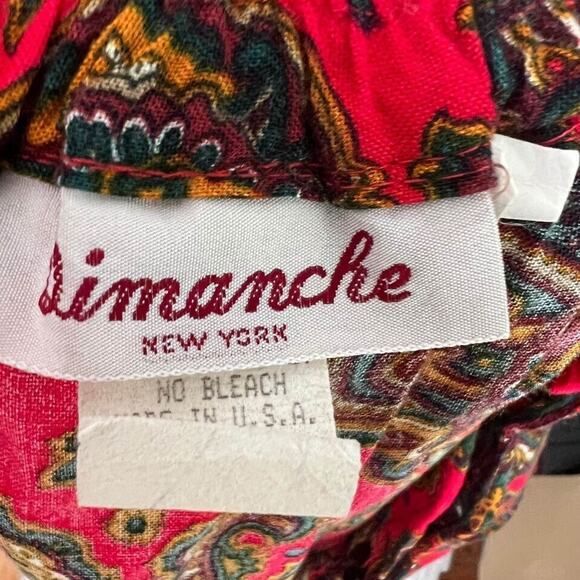 Vintage 1980s Dimanche Soft Red Paisley Skirt pockets M - Picture 9 of 9